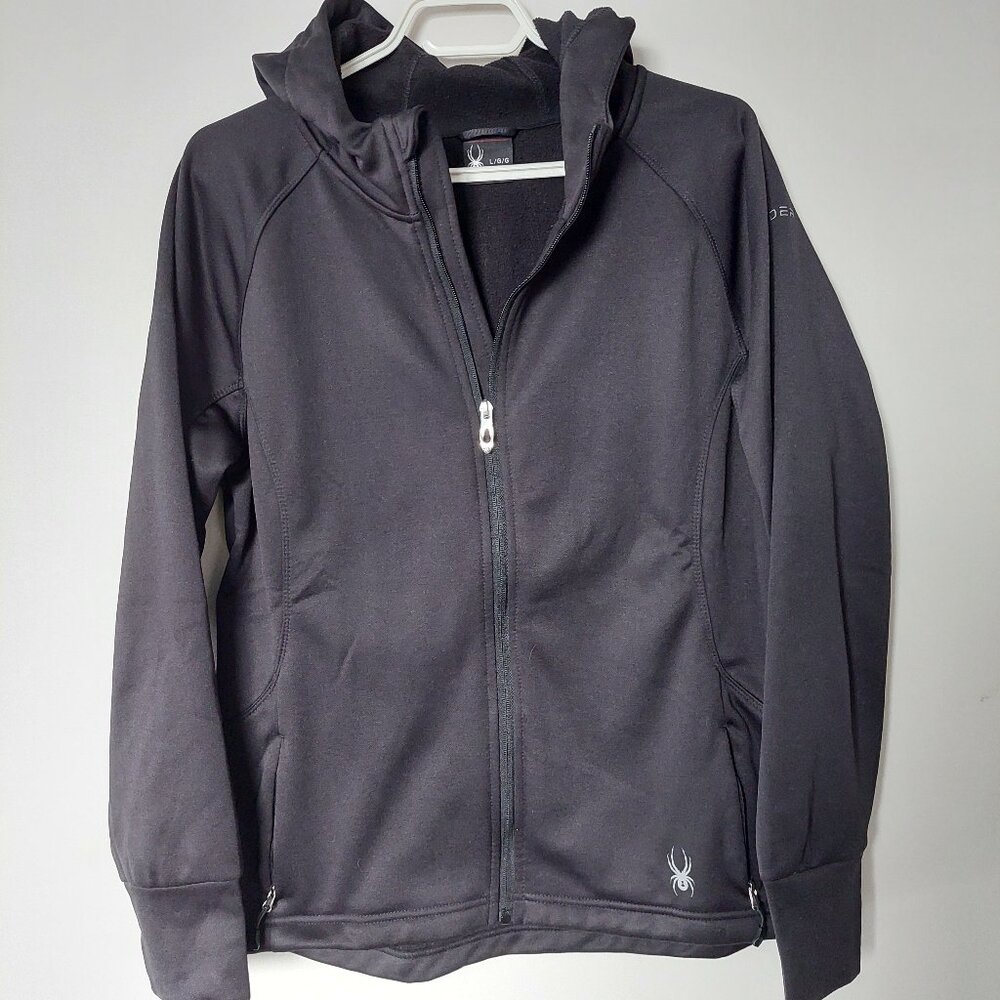 Spyder Ladies' Size L Hayer Full-Zip Z Hooded Fleece Jacket Black